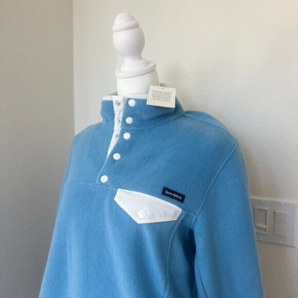 Sporty & Rich Buttoned Polar Sweatshirt - Sky Blue/White - Small - Picture 4 of 9
